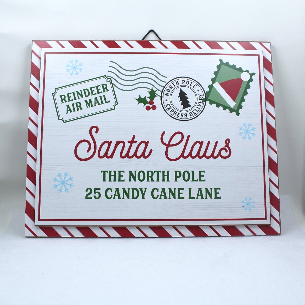 Santa Claus Reindeer Air Mail 8" x 10" Wall Hanging or Wreath Attachment